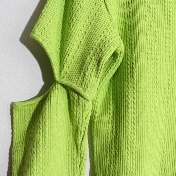 Andersson Bell Jessica Embellished Cutout Neon Cable-Knit Turtleneck Sweater - Picture 14 of 16